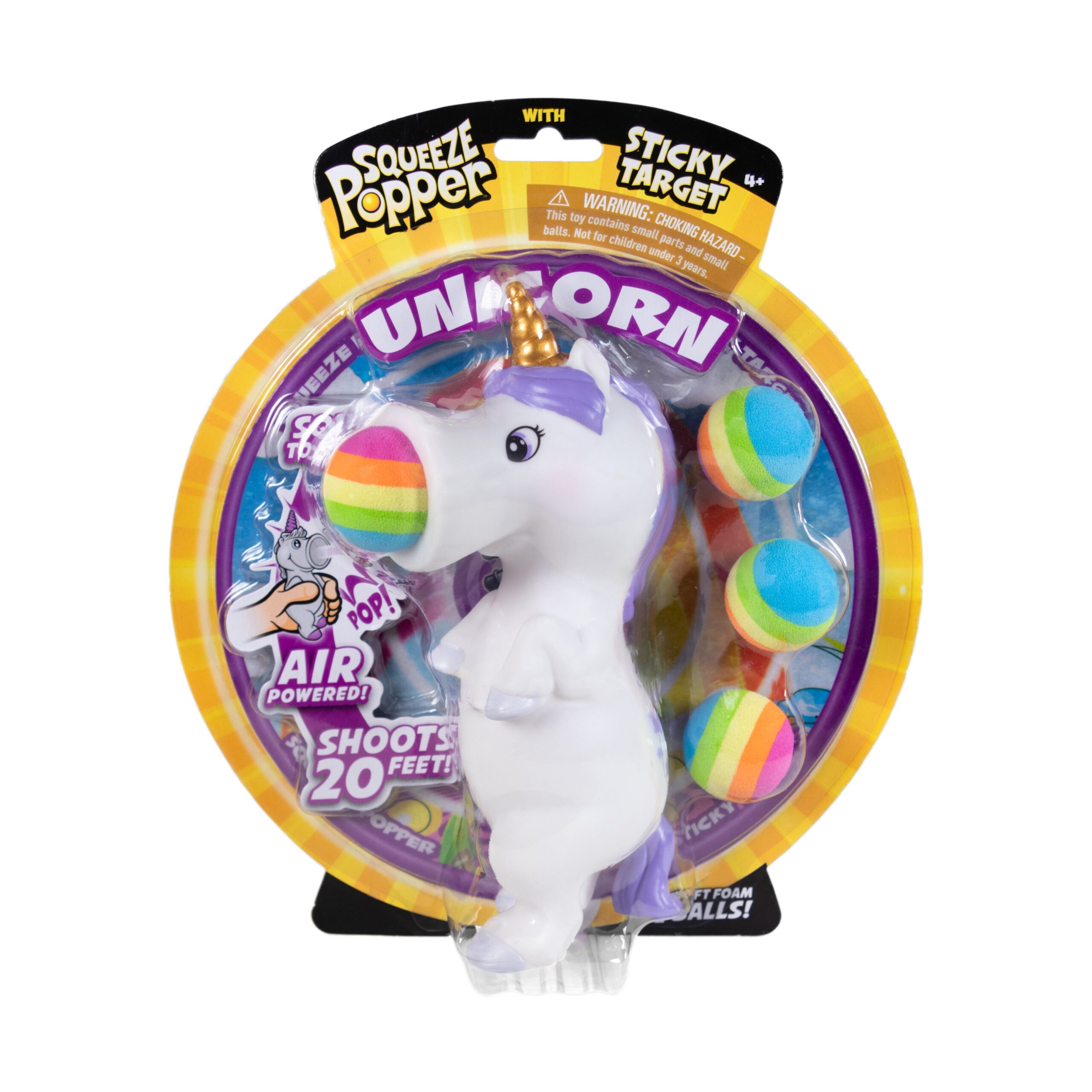 Magical White Unicorn Squeeze Popper with Sticky Target - Image 2