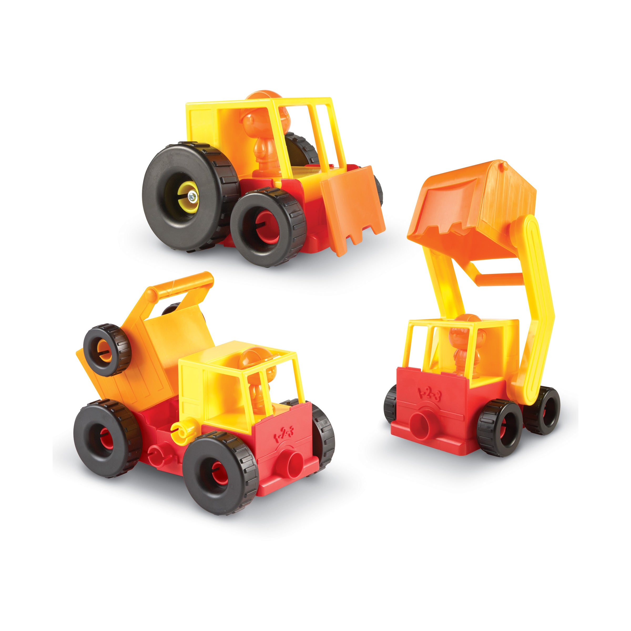 1-2-3 Build It! Construction Crew 16-Piece Playset - Durable Snap-Together Construction Toys - Image 2