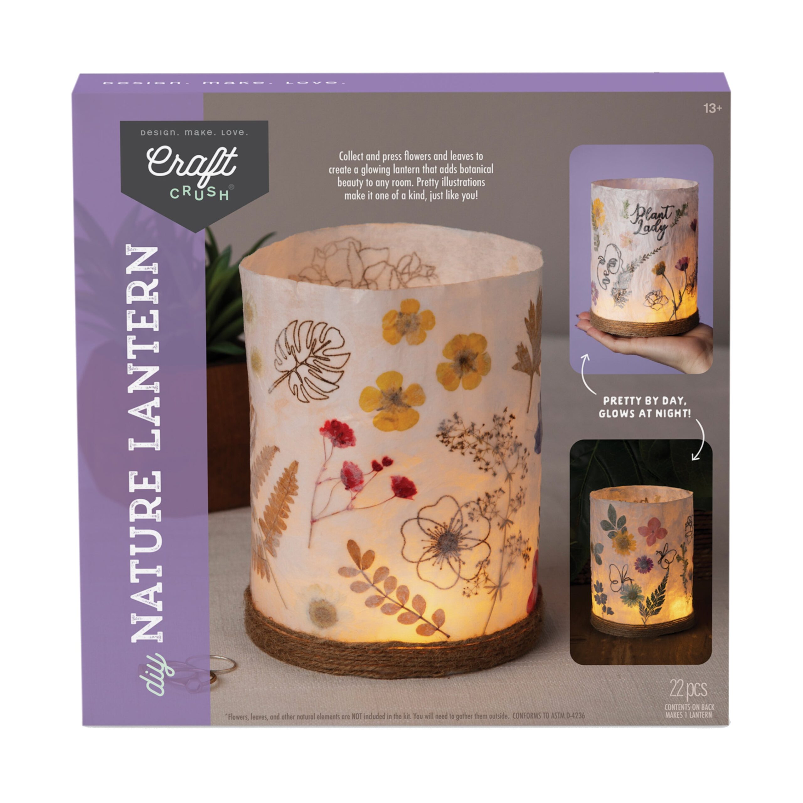 Craft Crush Nature-Inspired DIY Lantern Kit - Create Your Own Floral Masterpiece