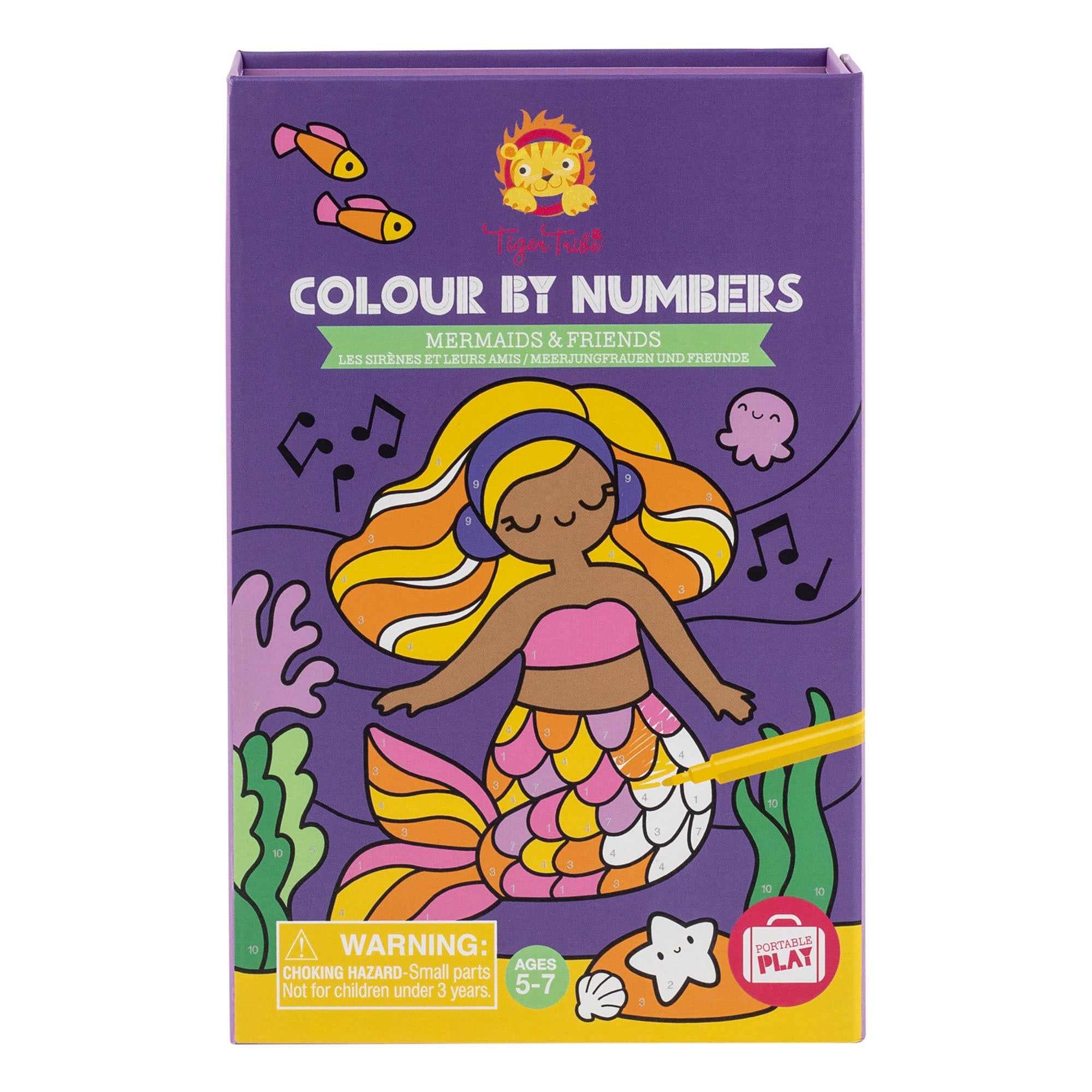 Tiger Tribe Mermaids & Friends Color by Numbers Activity Set - Includes Markers