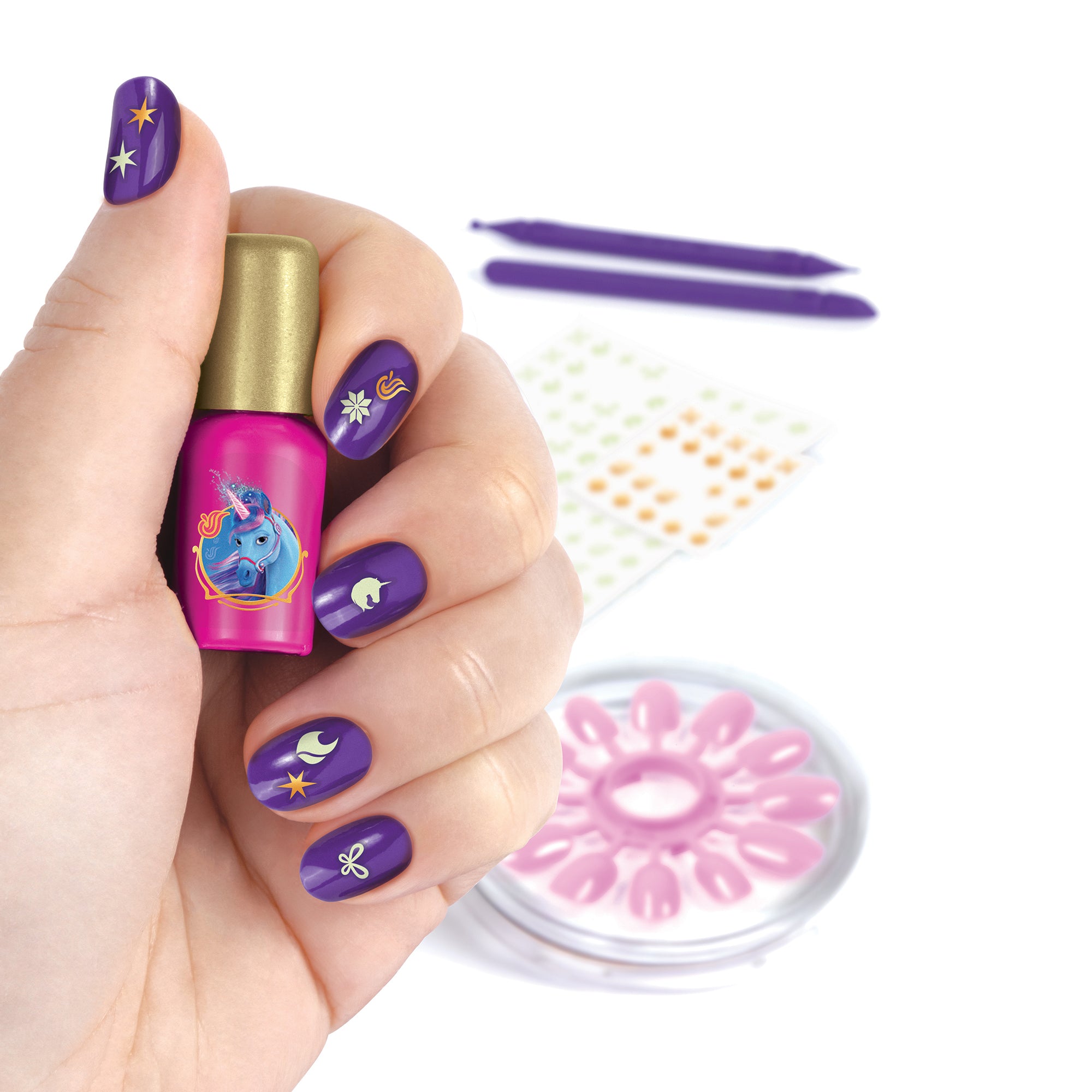 Make It Real Unicorn Academy Star Stables Fountain Nail Spa Kit ?C Bubble Soak, Polish & Glow Decals - Image 4