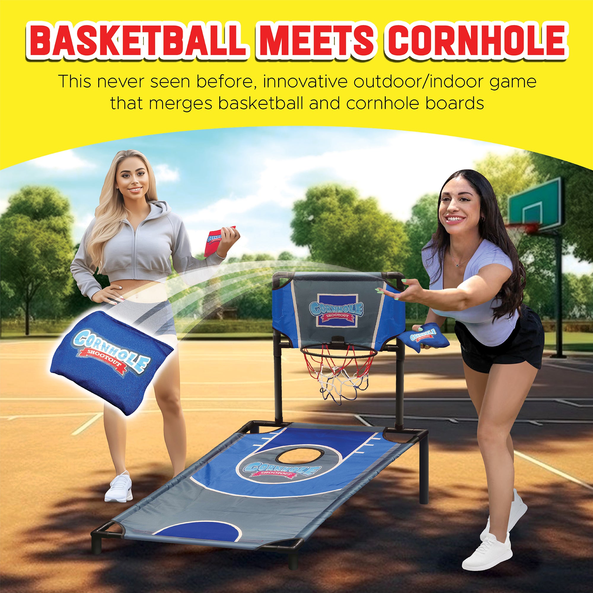 ABetter Design Cornhole Shootout: Basketball & Bean Bag Toss Combo, Ages 6+ - Image 5